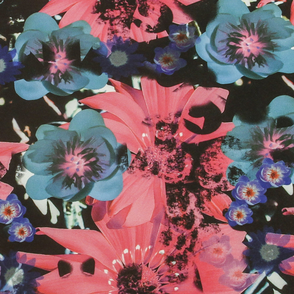 Pink/Green Collaged Floral Digitally Printed Stretch Neoprene/Scuba Knit