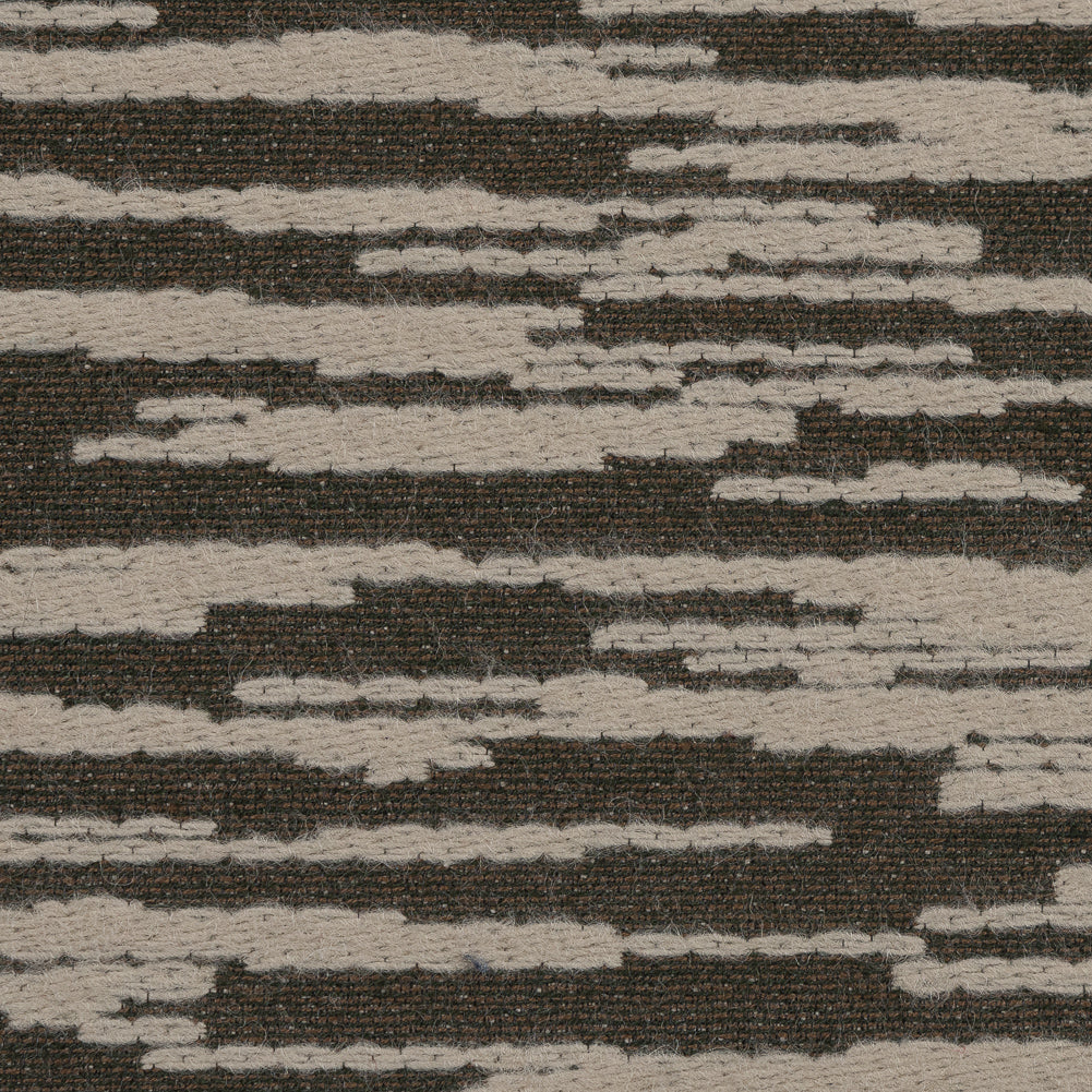 Beige and Olive Striated Wool Jacquard
