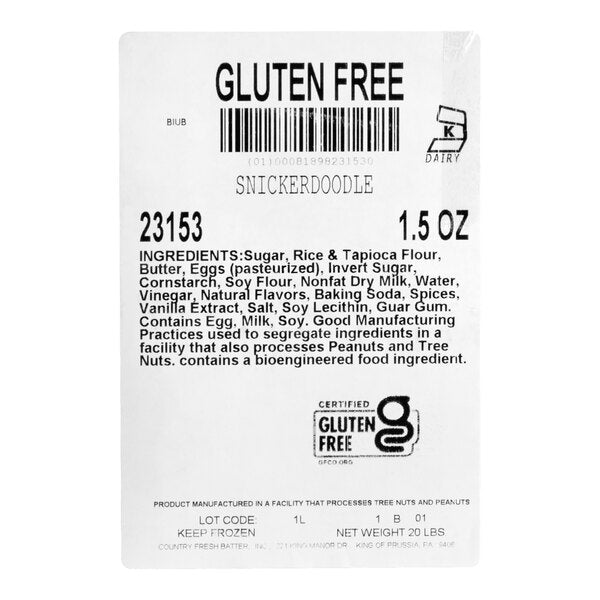 Hope's Cookies Gluten-Free Snickerdoodle Cookie Dough 1.5 oz. - 213/Case