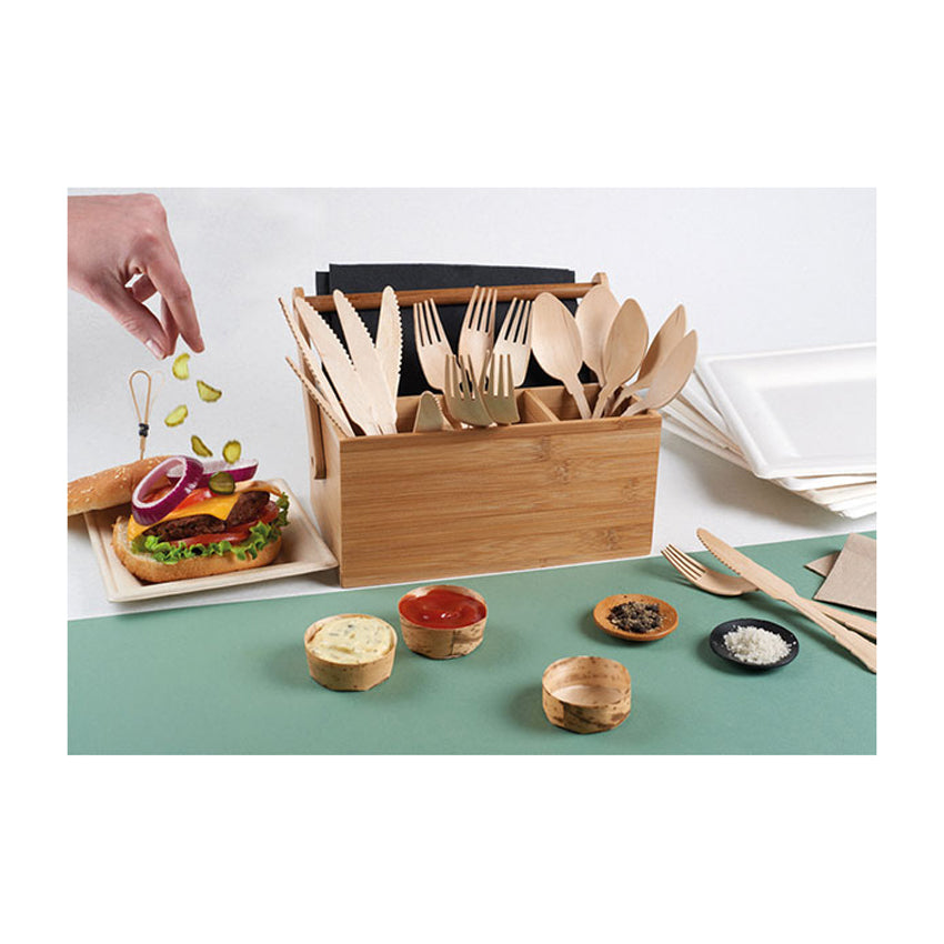 Packnwood Bamboo Mini Cutlery Holder, 2.5" x 2.5" x 2.5", Case of 10