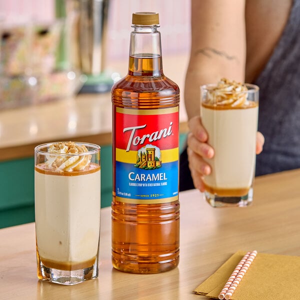 Torani Caramel Flavoring Syrup Plastic Bottle 1 Liter - 6/Case