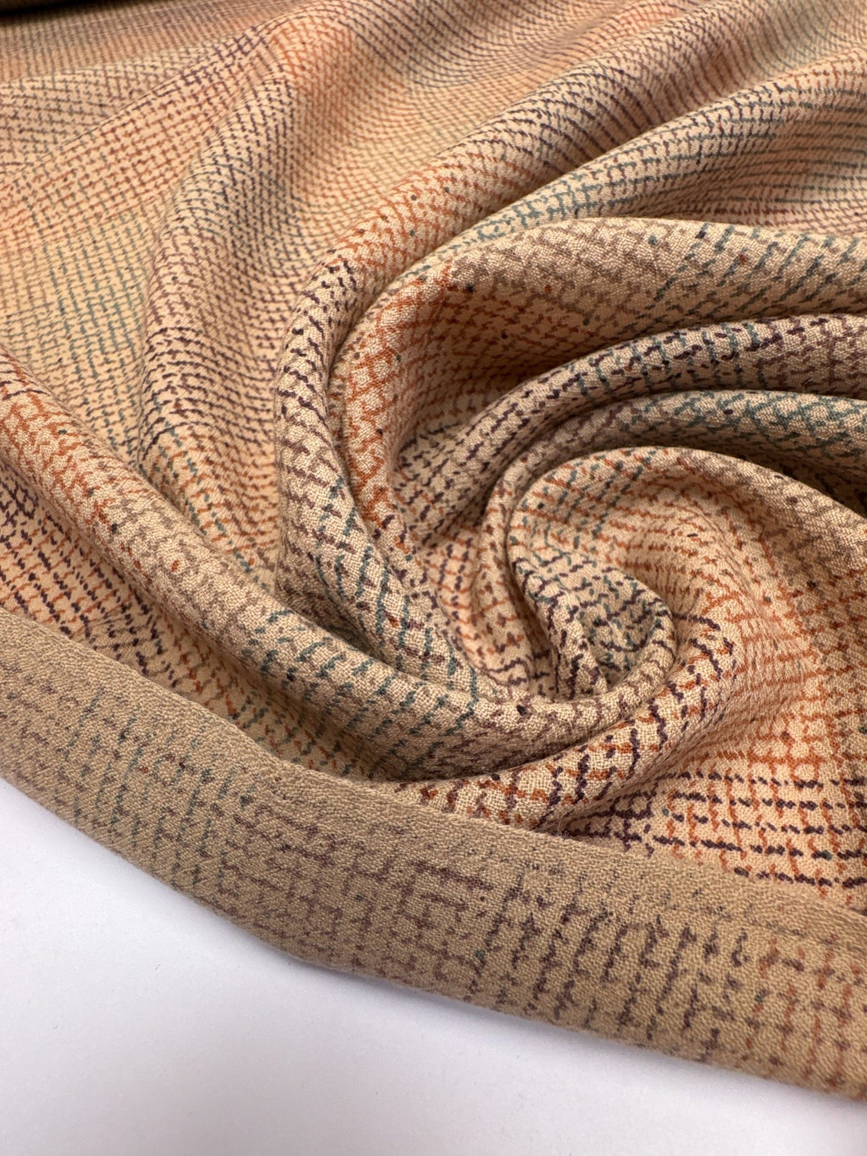 Wool Checked Printed Fabric