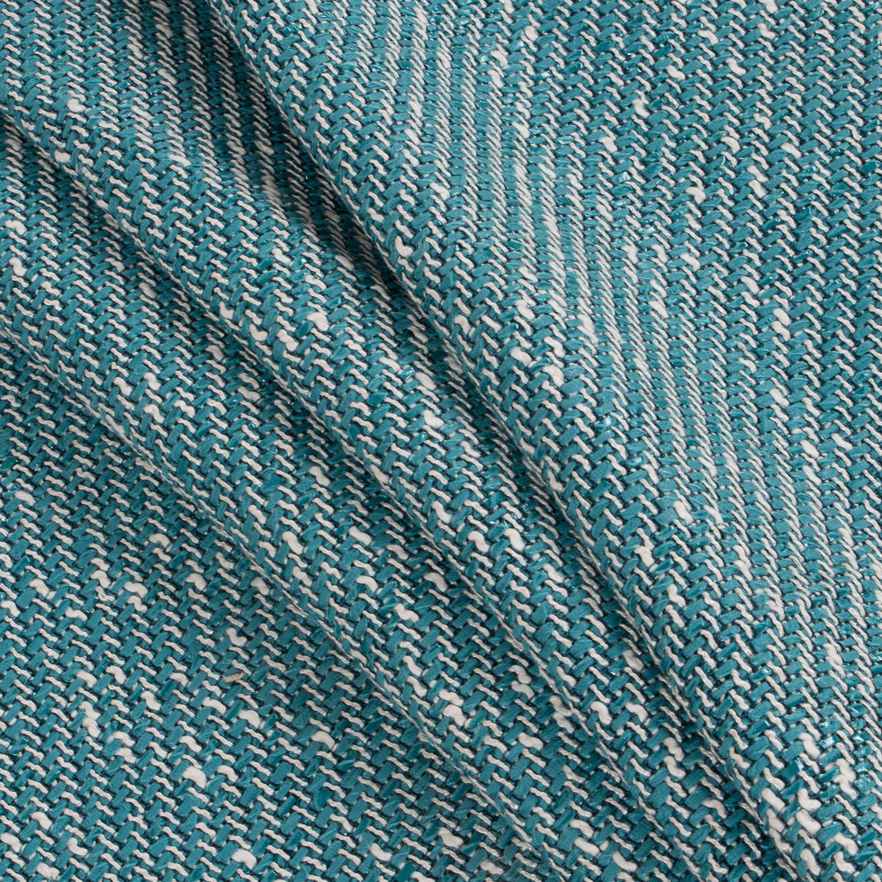 Baltic/White/Navy Blended Cotton Woven