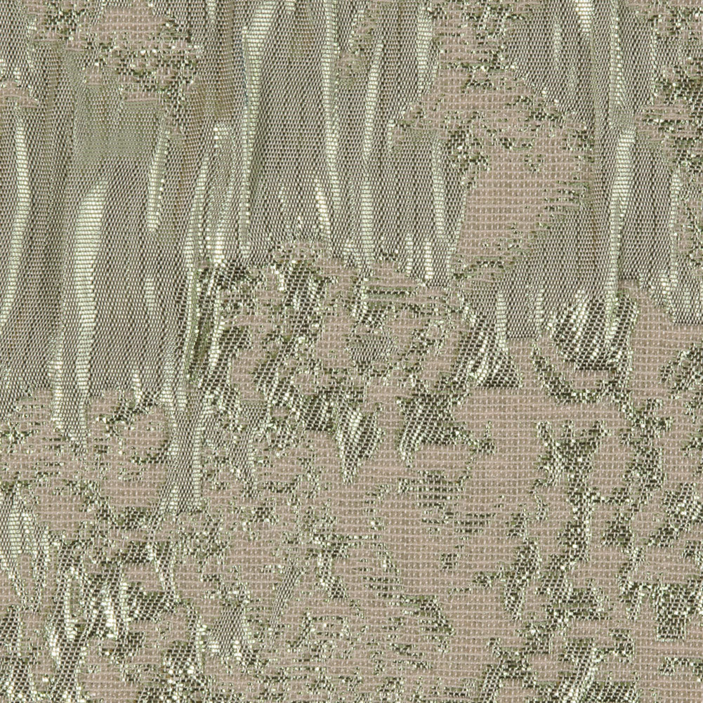 Metallic Green/Ivory Abstract Brocade