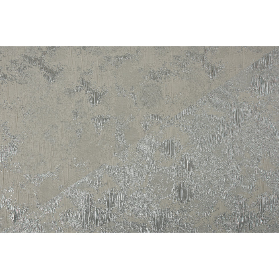 Metallic Silver/Ivory Abstract Brocade