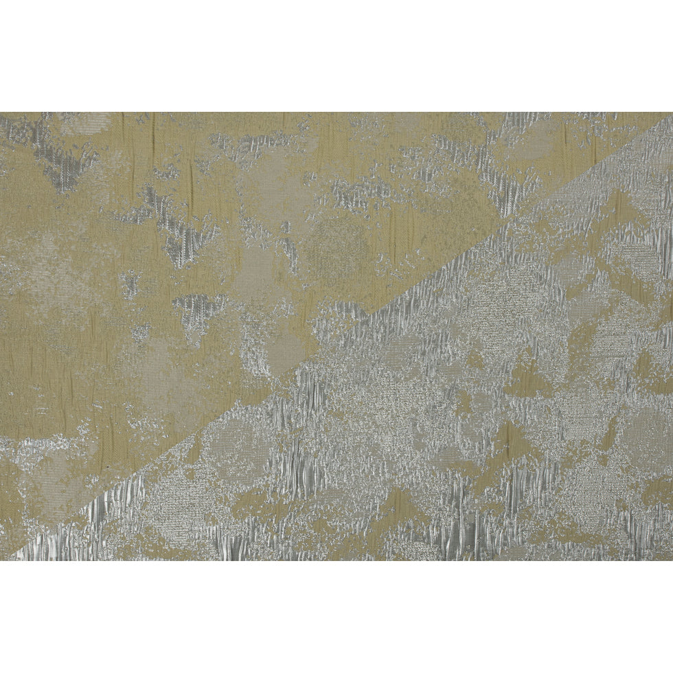 Metallic Silver/Lime/Ivory Abstract Brocade