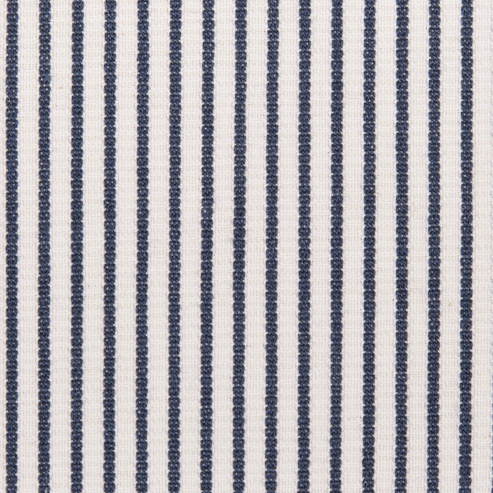 White/Navy Chalk Striped Stretch Cotton Woven