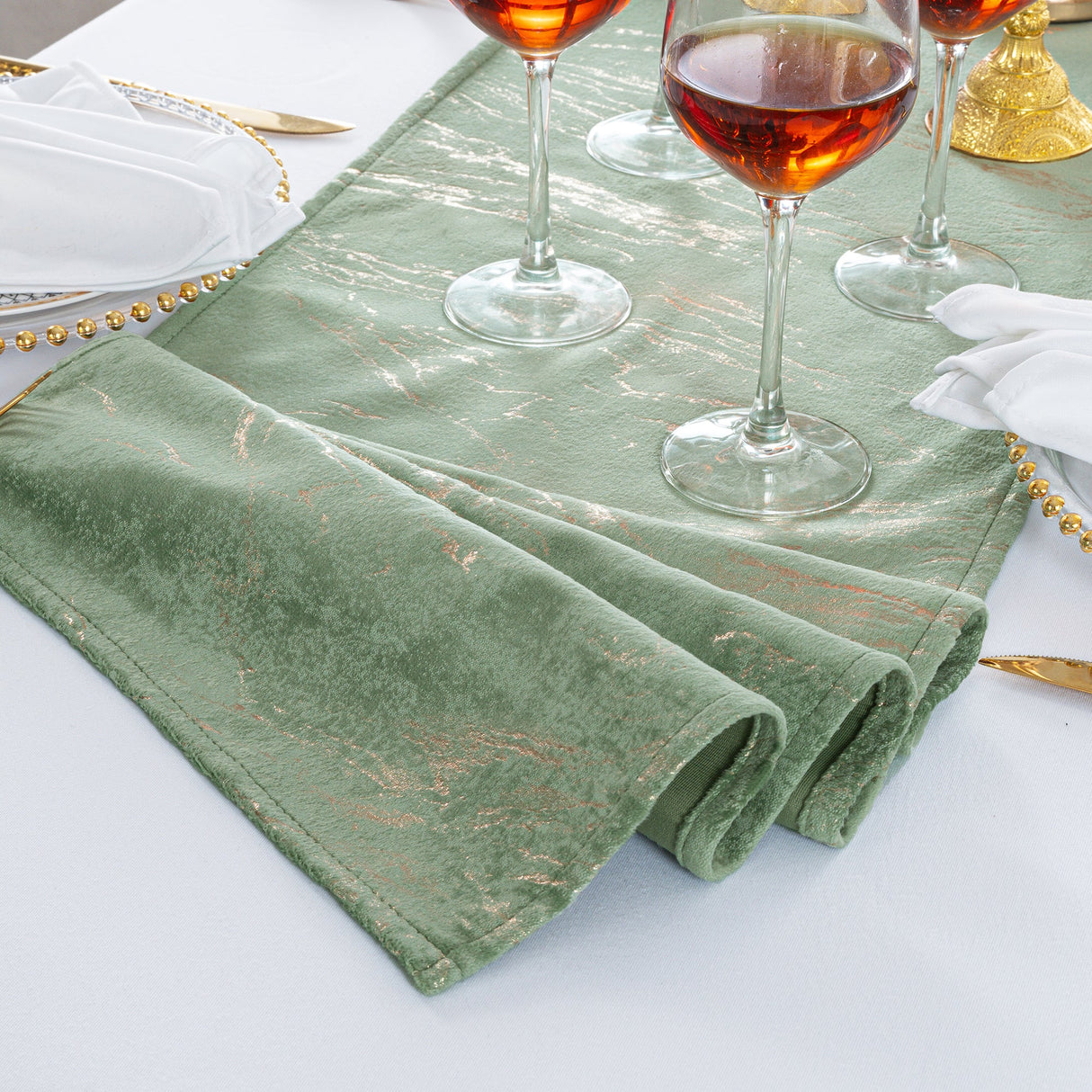 Velvet Table Runner 13x108 Sage Green
