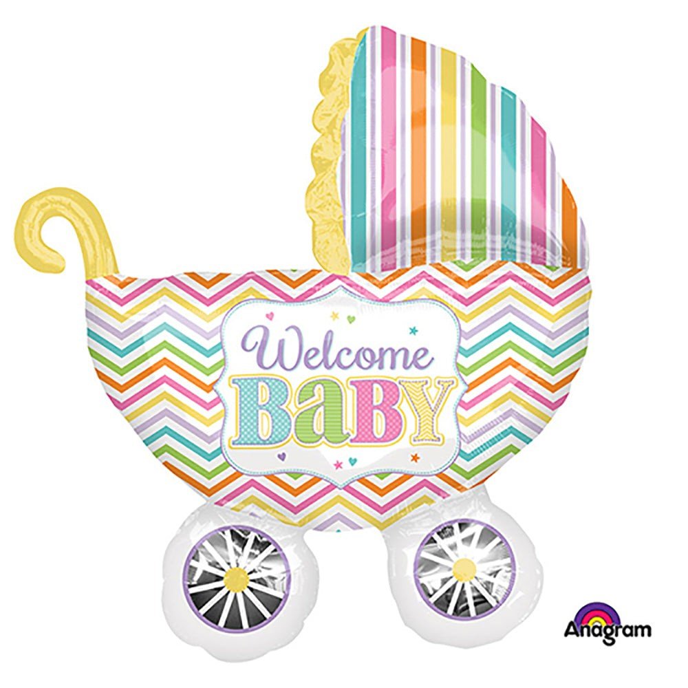 Foil Balloon Baby Brights Carriage 31 Inch