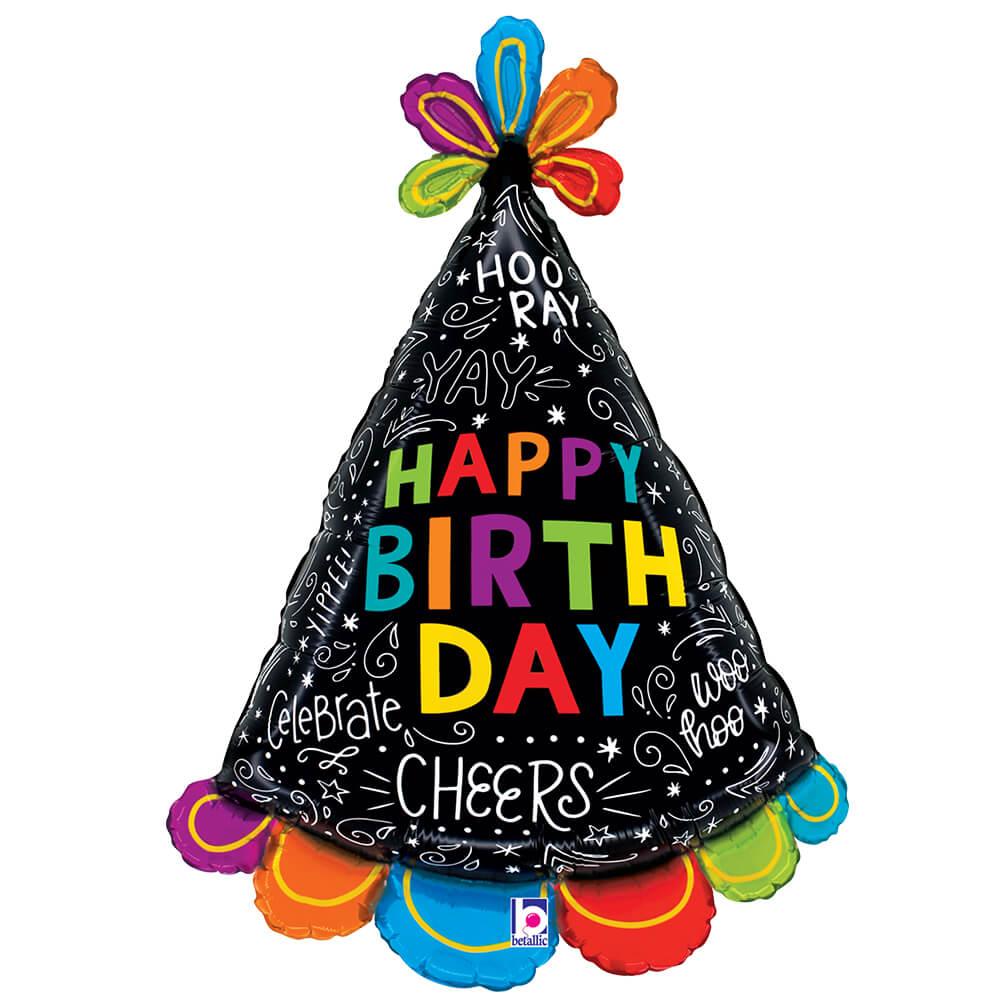 Birthday Hat Doodles Foil Balloon