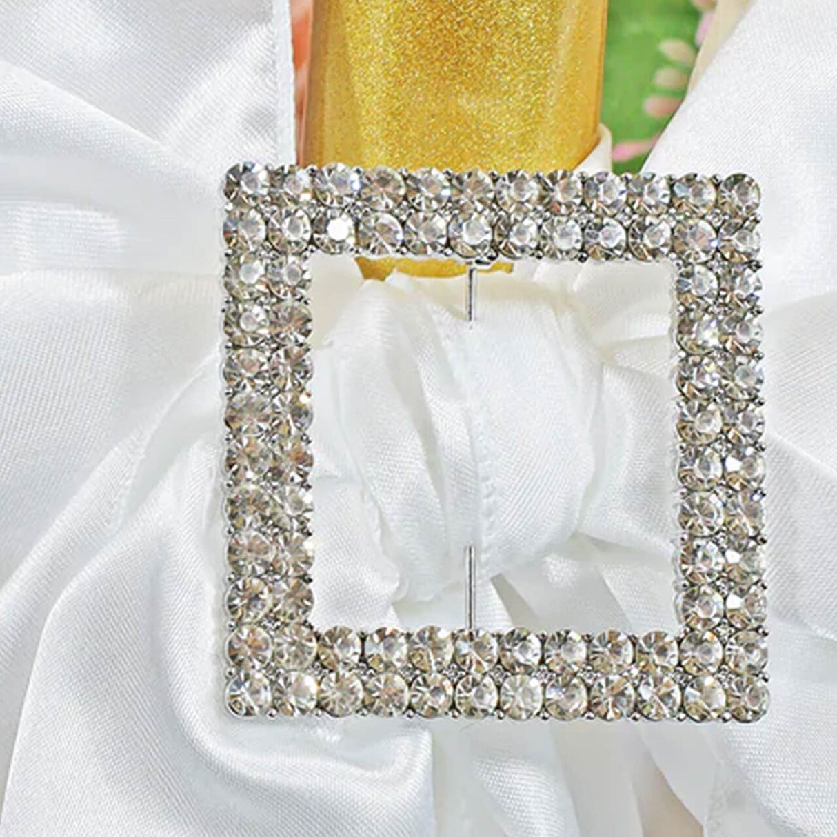 1 Piece Square Rhinestone Chair Sash Buckle for Wedding Decor 2 Inch Width