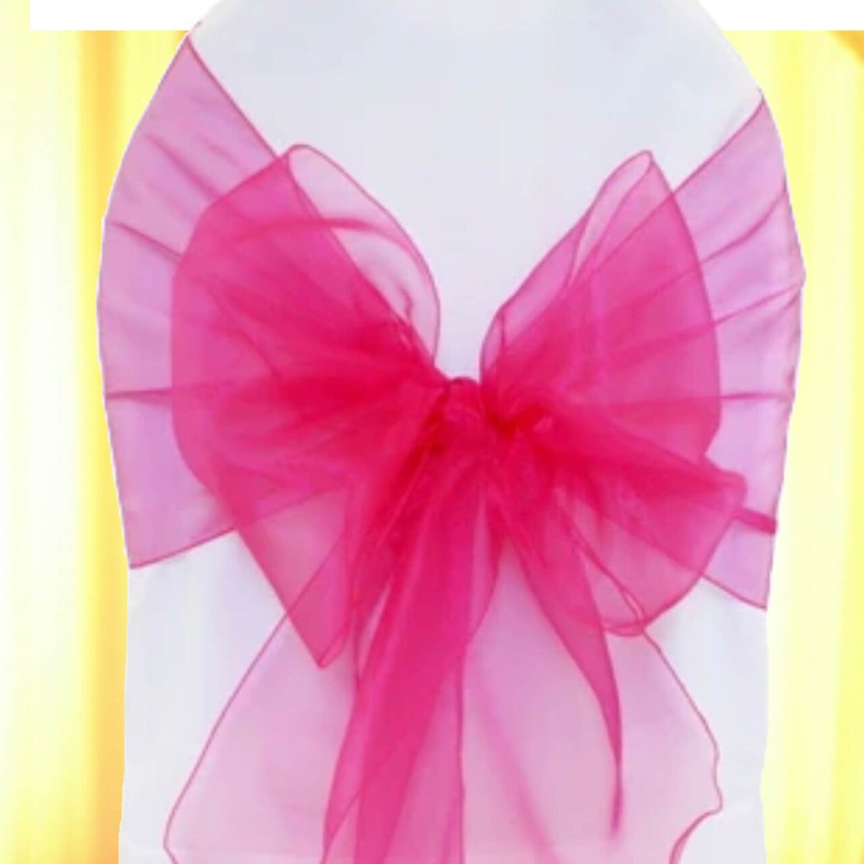 10 Pieces Fuchsia Organza Fabric Chair Wraps, 12"x116" Sophisticated Angled Design