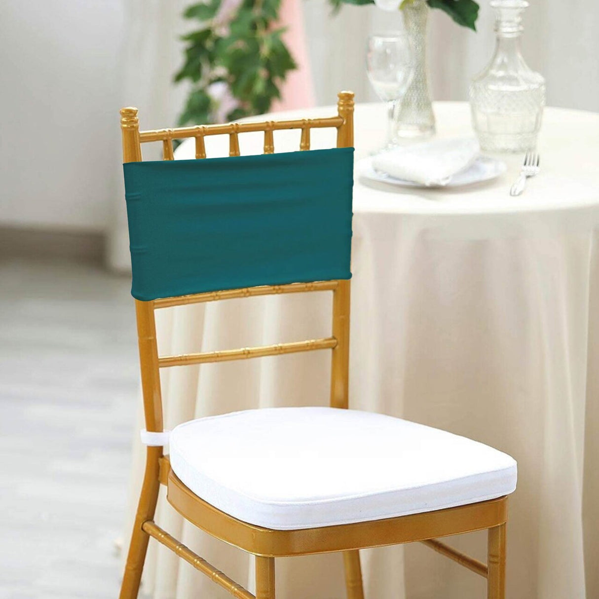 10 Pieces Stretch Fit Oasis Spandex Chair Bands for Banquet Chairs 7 x 13 Inches