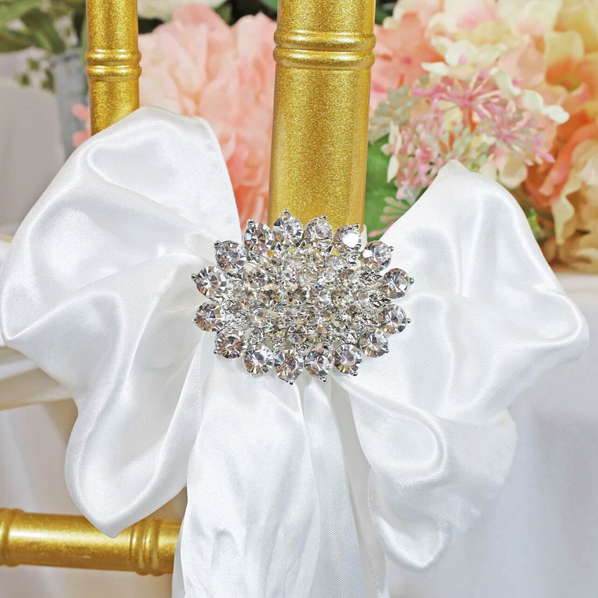 1 Piece Winston Rhinestone Chair Band Buckle Silver Metal Accent 2 Inch Width