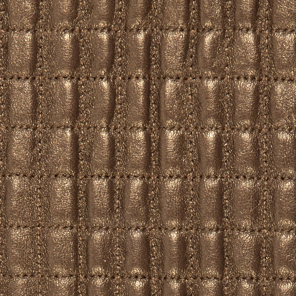 Small Brown Quilted Lamb Hide w/ Black Knit Backing