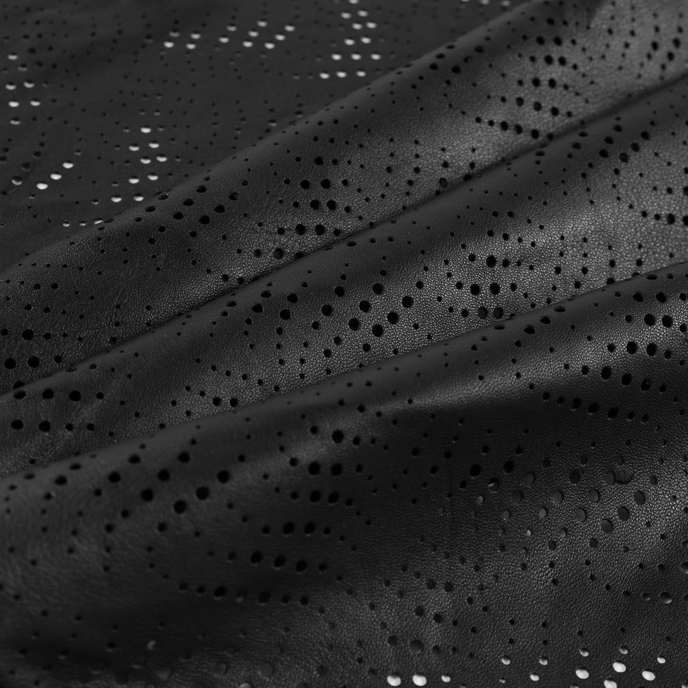 Medium Black Abstract Perforated Lamb Leather