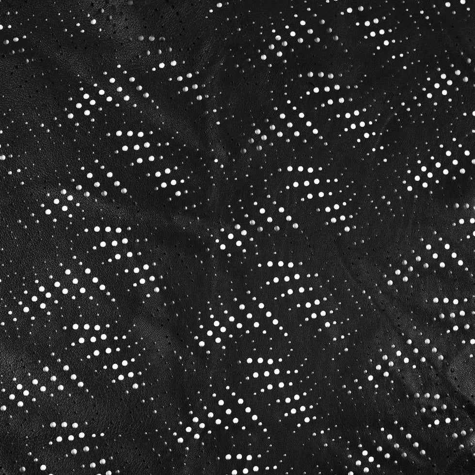 Medium Black Abstract Perforated Lamb Leather
