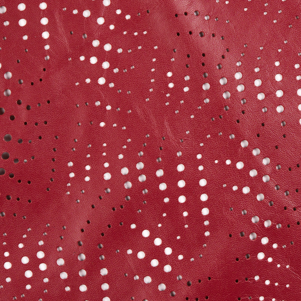 Small Brick Red Abstract Perforated Lamb Leather