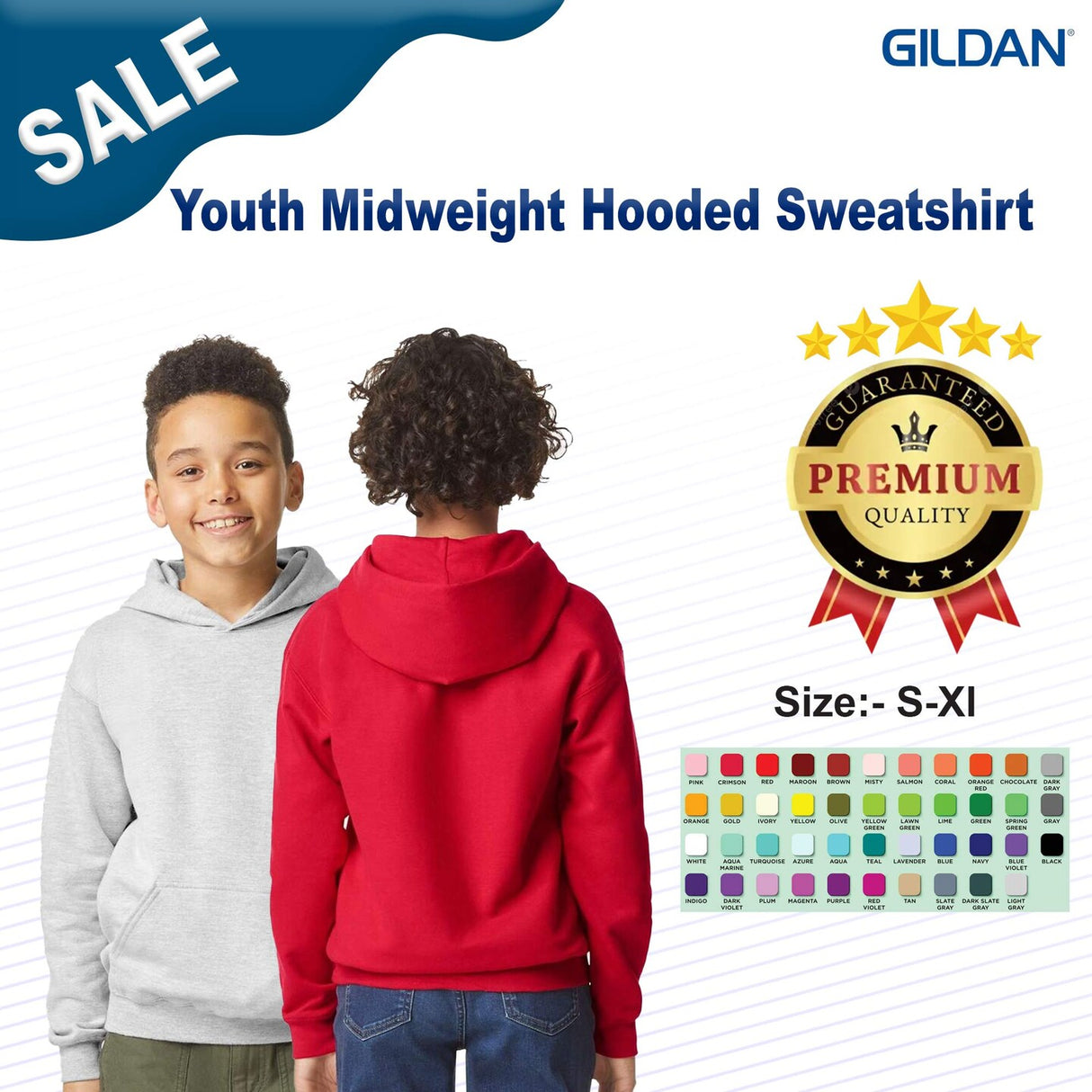 Gildan® Youth Midweight Hooded Sweatshirt