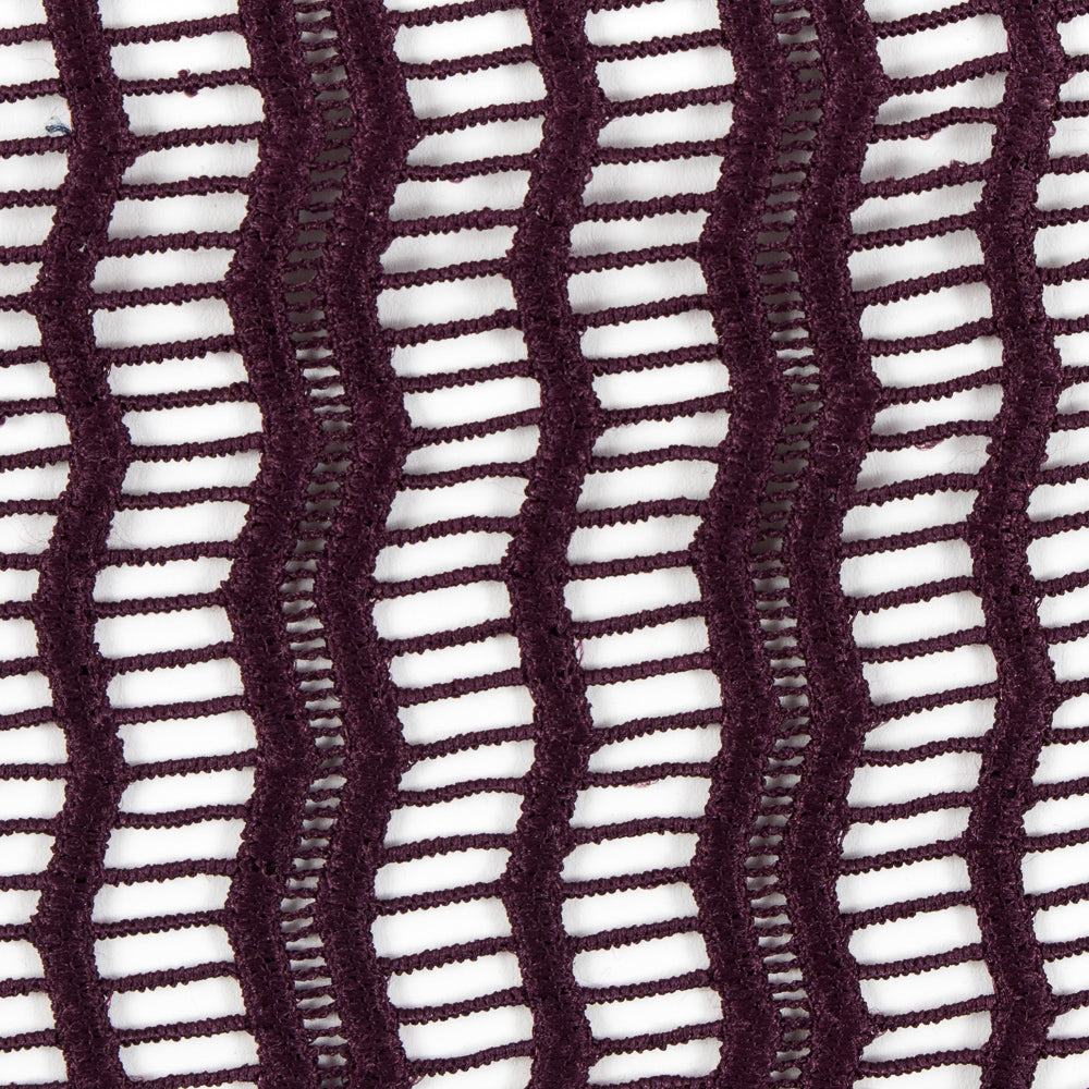 Guipure Lace with Finished Edges - Plum Novelty Stripes
