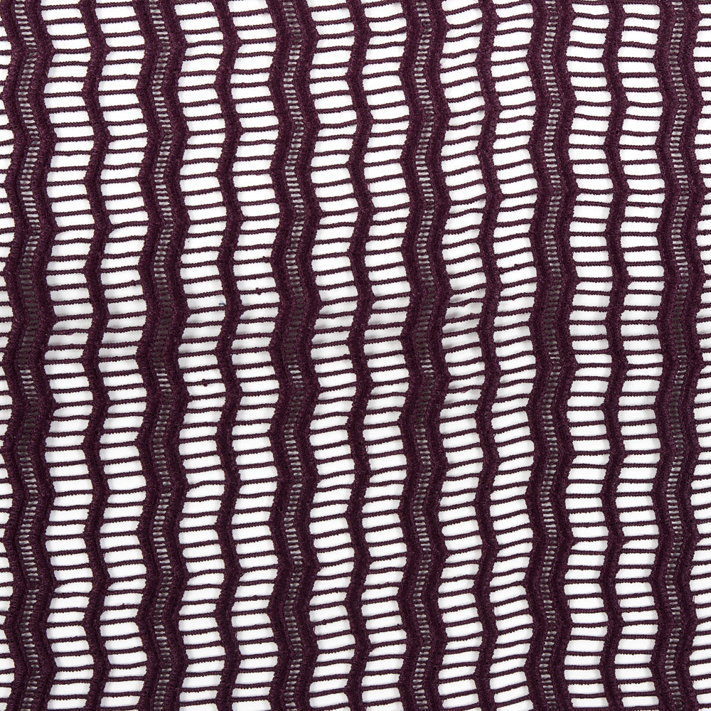 Guipure Lace with Finished Edges - Plum Novelty Stripes