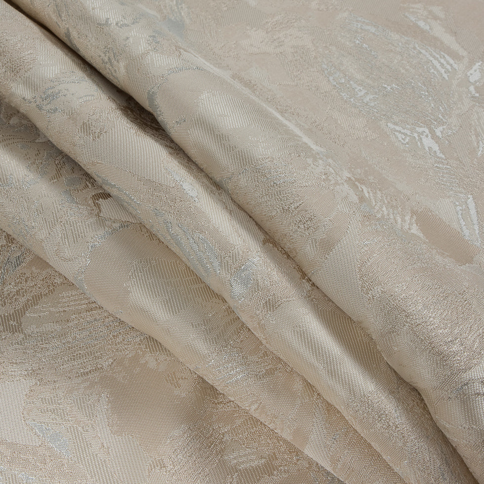 Metallic Silver/Cream Abstract Jacquard/Brocade