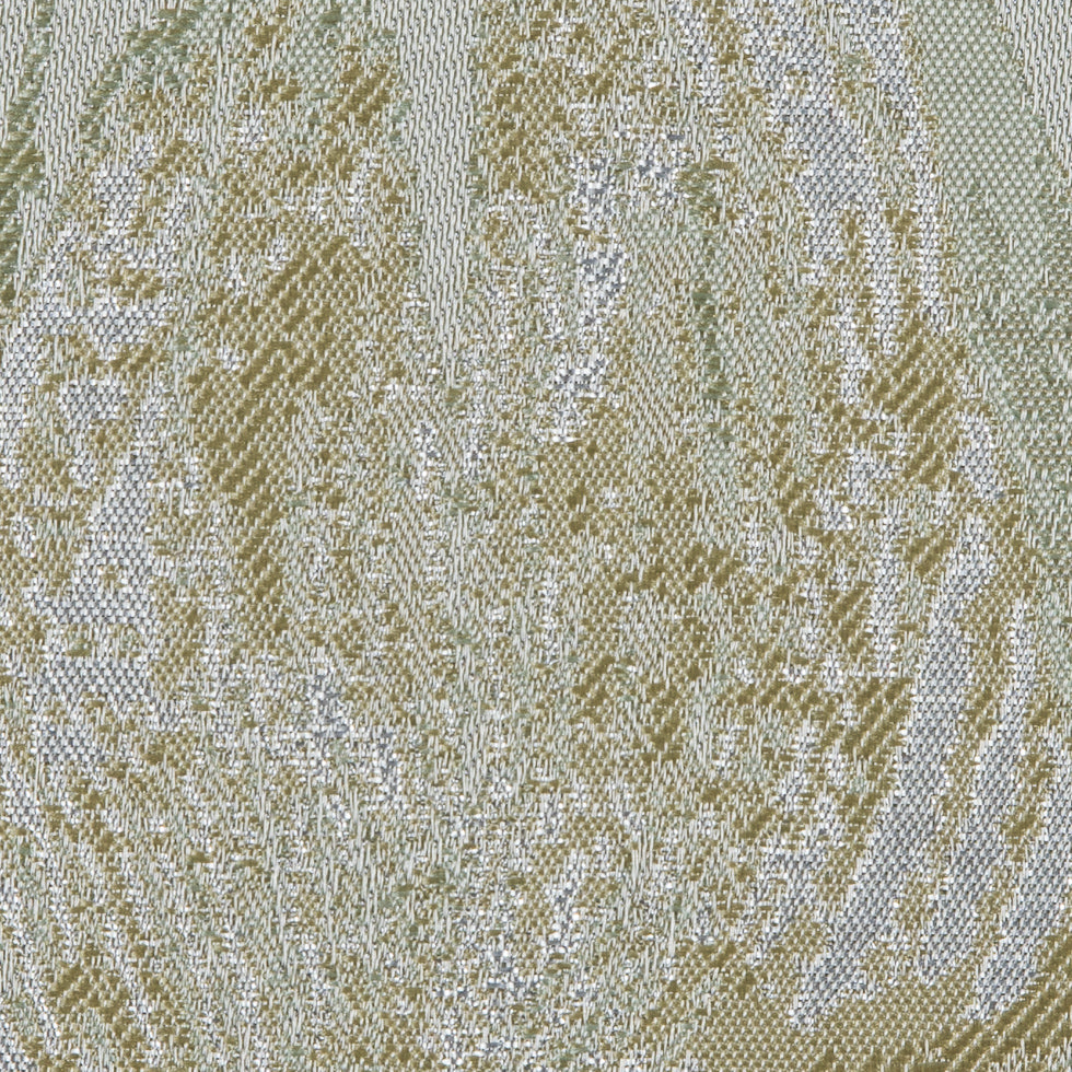 Metallic Silver/Green Abstract Jacquard/Brocade
