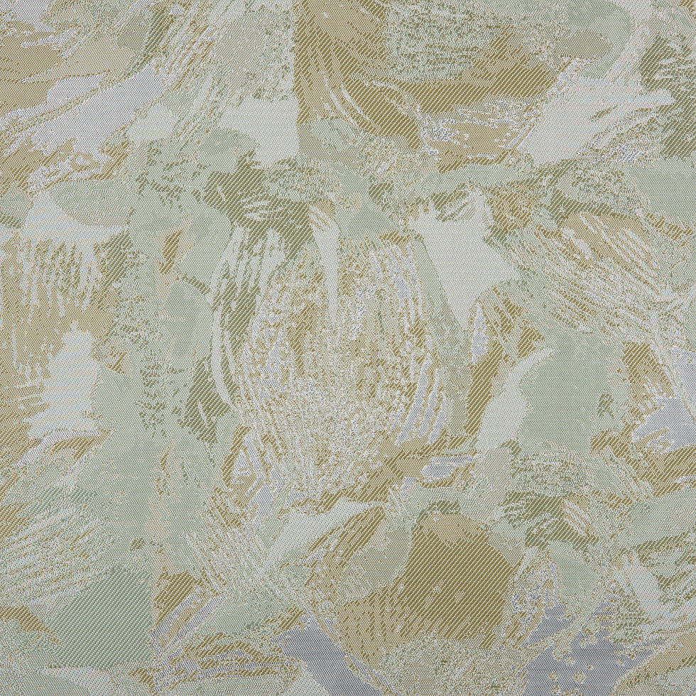 Metallic Silver/Green Abstract Jacquard/Brocade