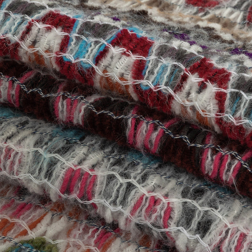 Italian Purple, Brown and White Multicolor Soft Flamestitch Wool Knit