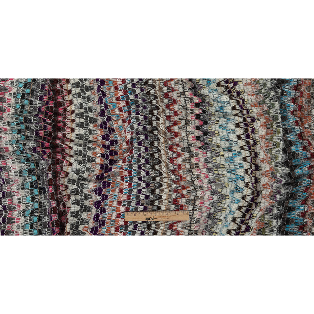 Italian Purple, Brown and White Multicolor Soft Flamestitch Wool Knit