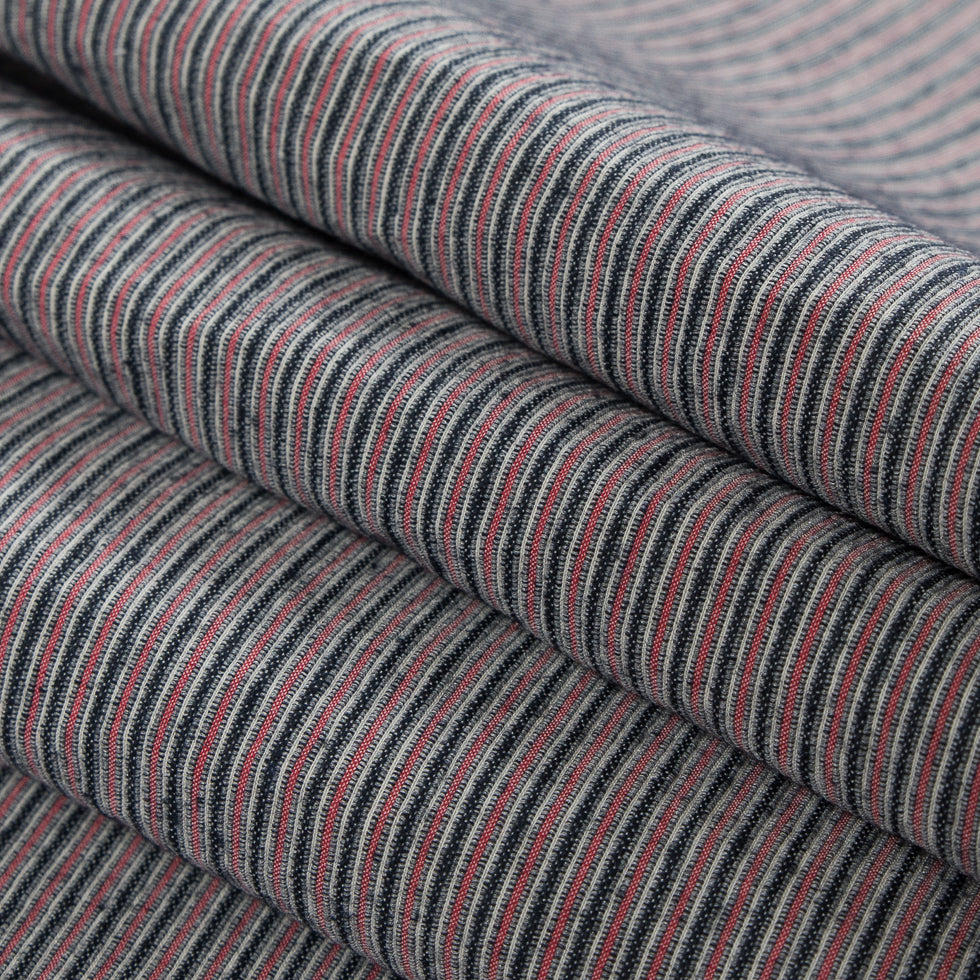 Red/Black/White Raised Stripes on a Stretch Cotton Woven
