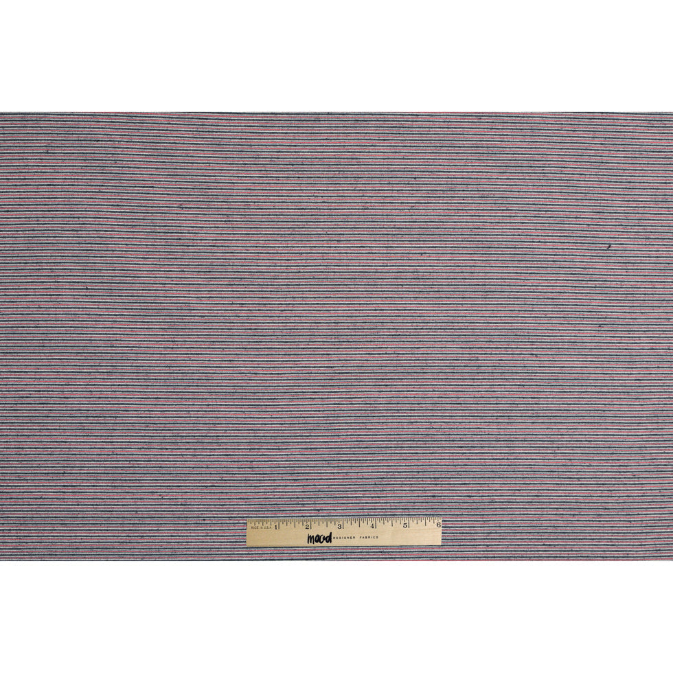 Red/Black/White Raised Stripes on a Stretch Cotton Woven