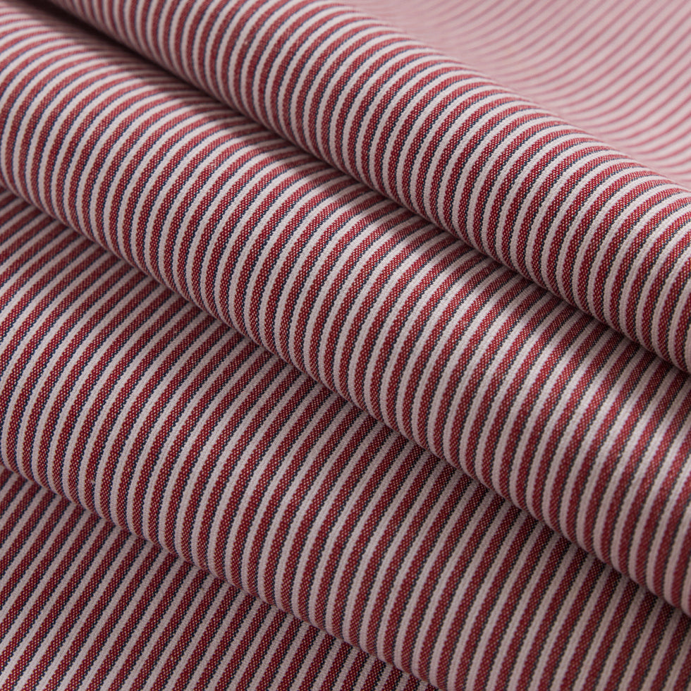 Red/Blue/White Raised Shadow Stripes on Stretch Cotton Woven