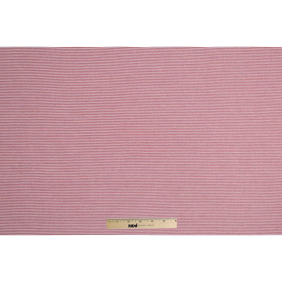 Red/Blue/White Raised Shadow Stripes on Stretch Cotton Woven