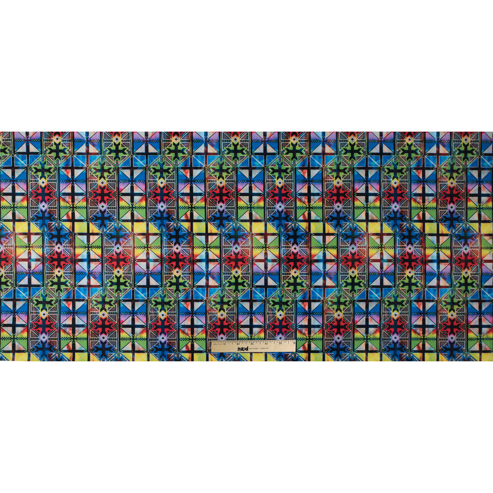 Max-Dri Performance Tricot, Anti-Microbial - Blue and Multi-Colored Geometric