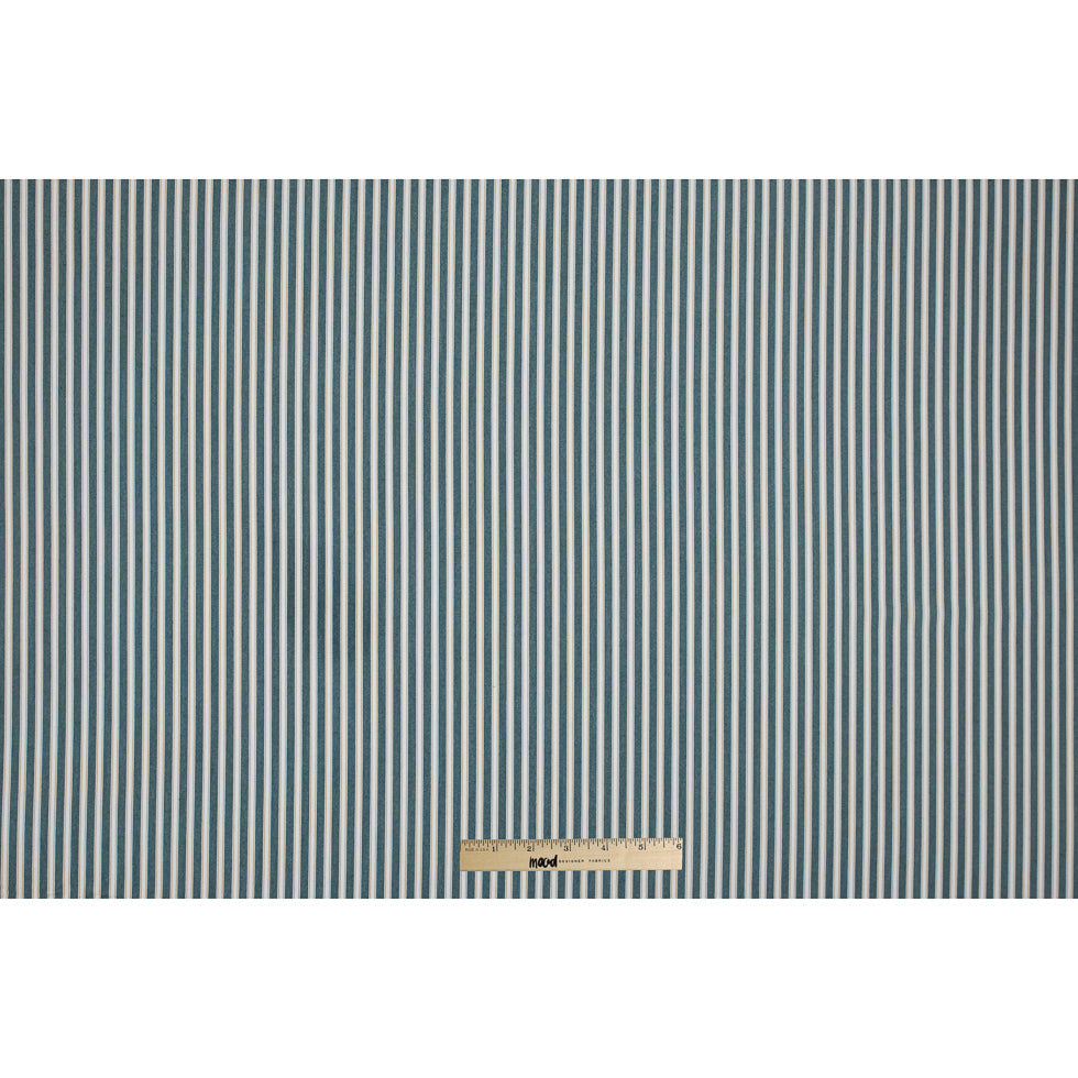 Deep Jungle/Latte/White Shadow Striped Polyester Blended Shirting