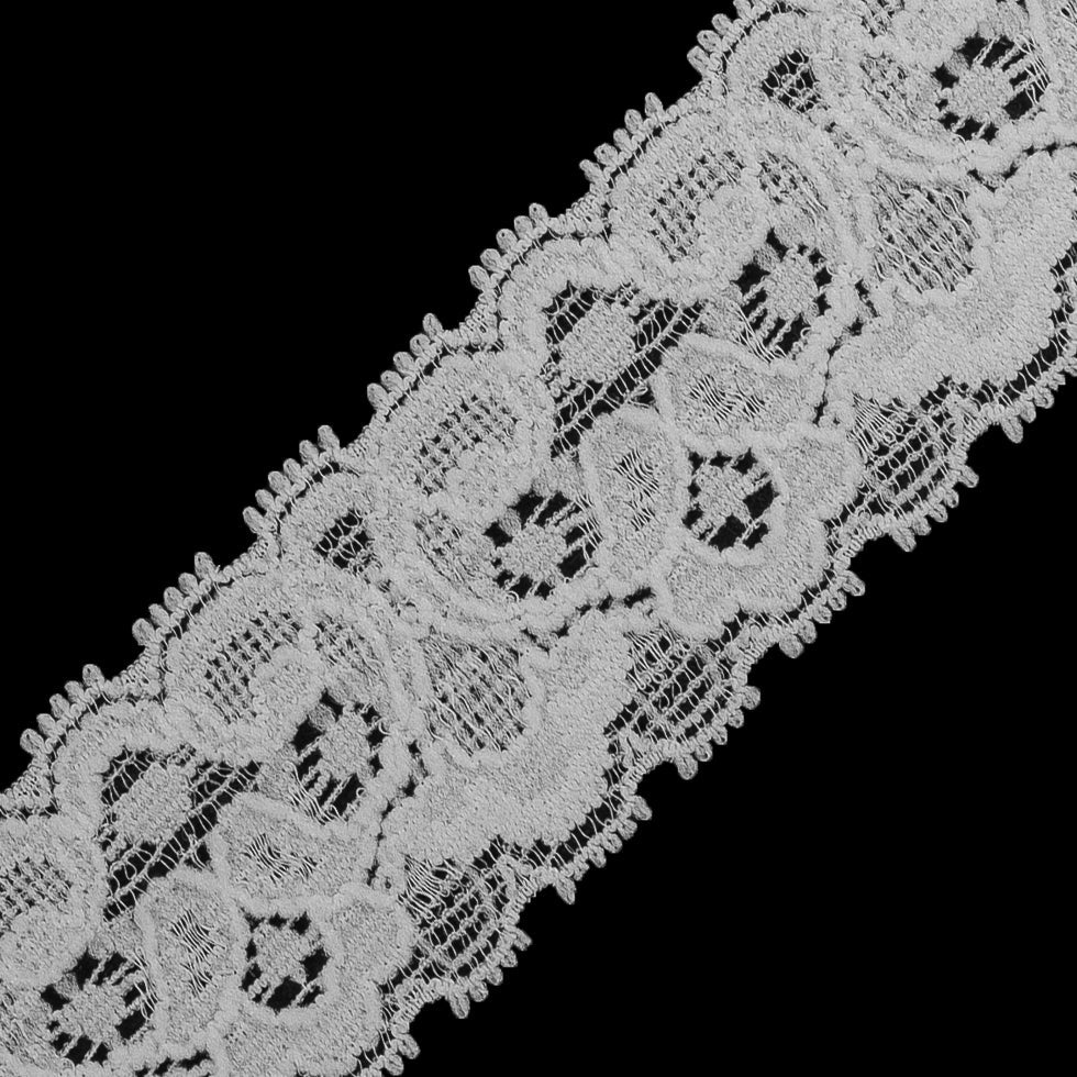 White Stretch Lace Trim - 1.25"
