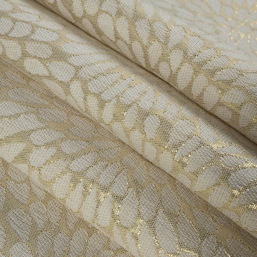 Metallic Ivory/Natural Classical Polyester Jacquard/Brocade