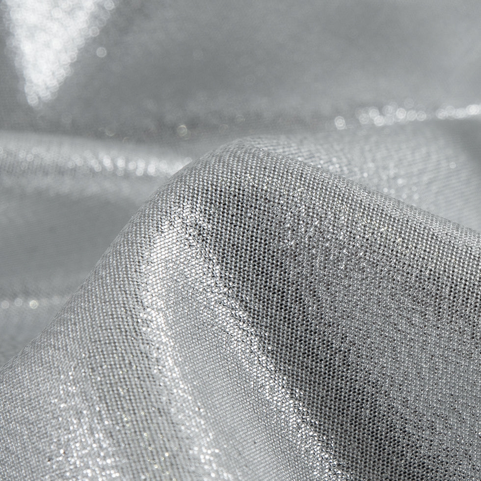Metallic Polyester Lame - Silver and White