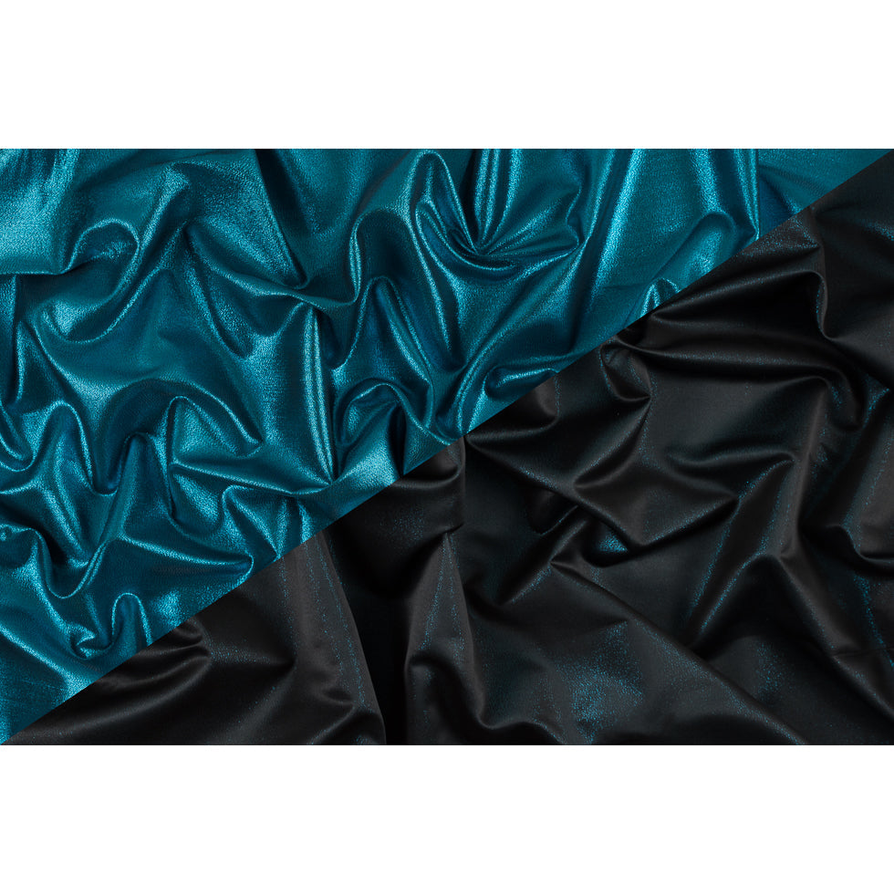 Metallic Polyester Lame - Aqua and Black