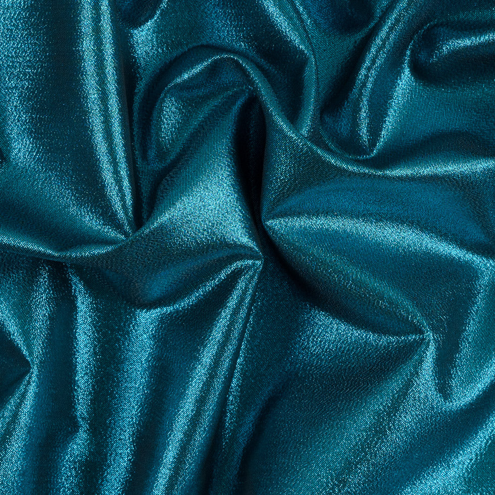 Metallic Polyester Lame - Aqua and Black