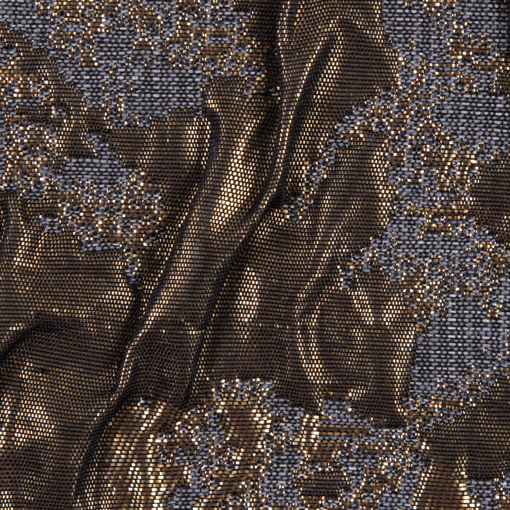 Metallic Gold and Gray Abstract Brocade