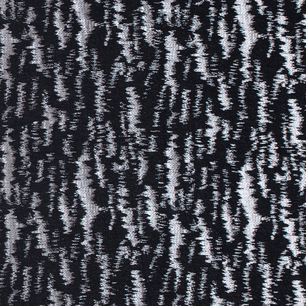 Black and Metallic Beige Ikat Brocade
