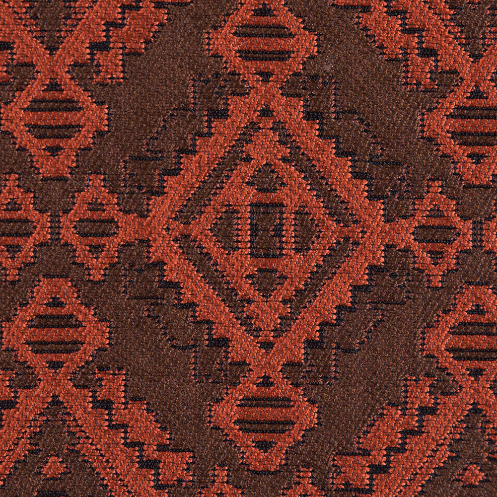 Rust and Coffee Geometric Brocade