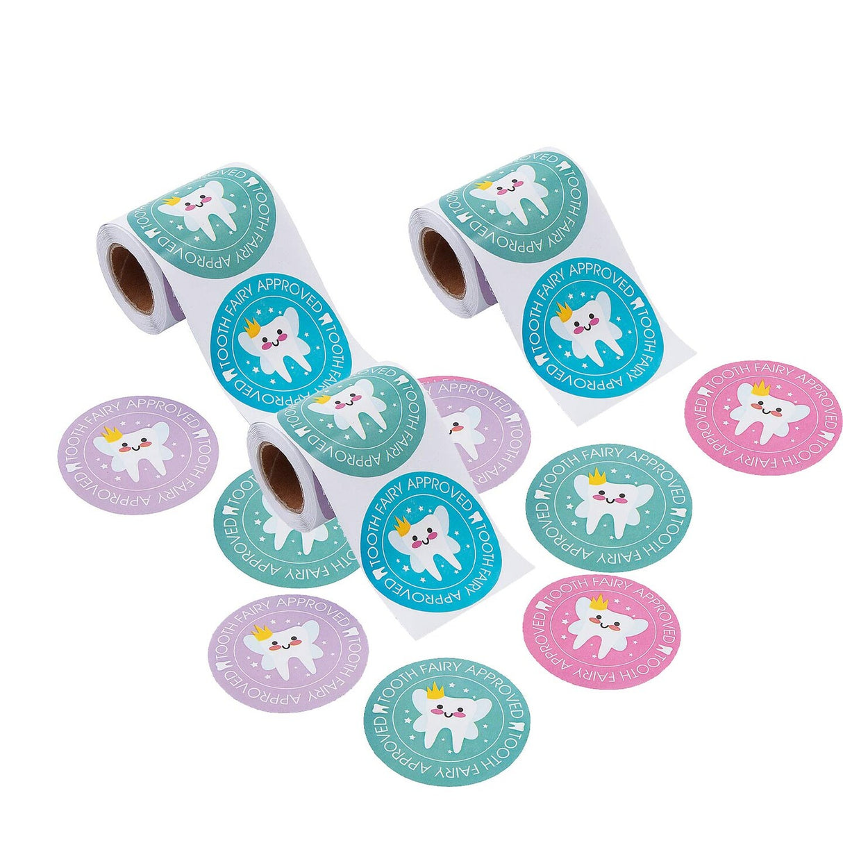 2 1/2" Official Tooth Fairy Seal Sticker Roll 100 Pc