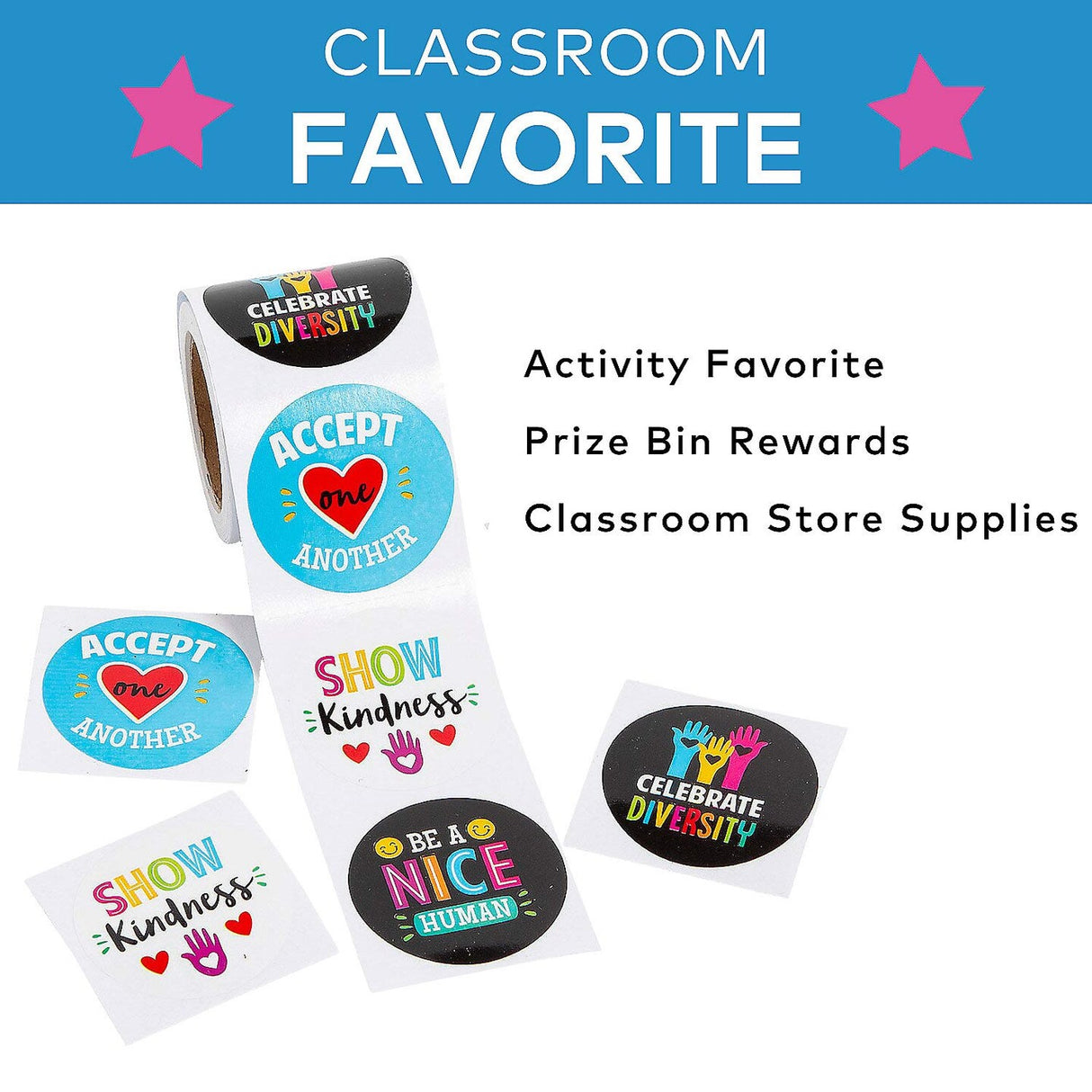 1 1/2" Humankind & Diversity Paper Sticker Roll 100 Pc