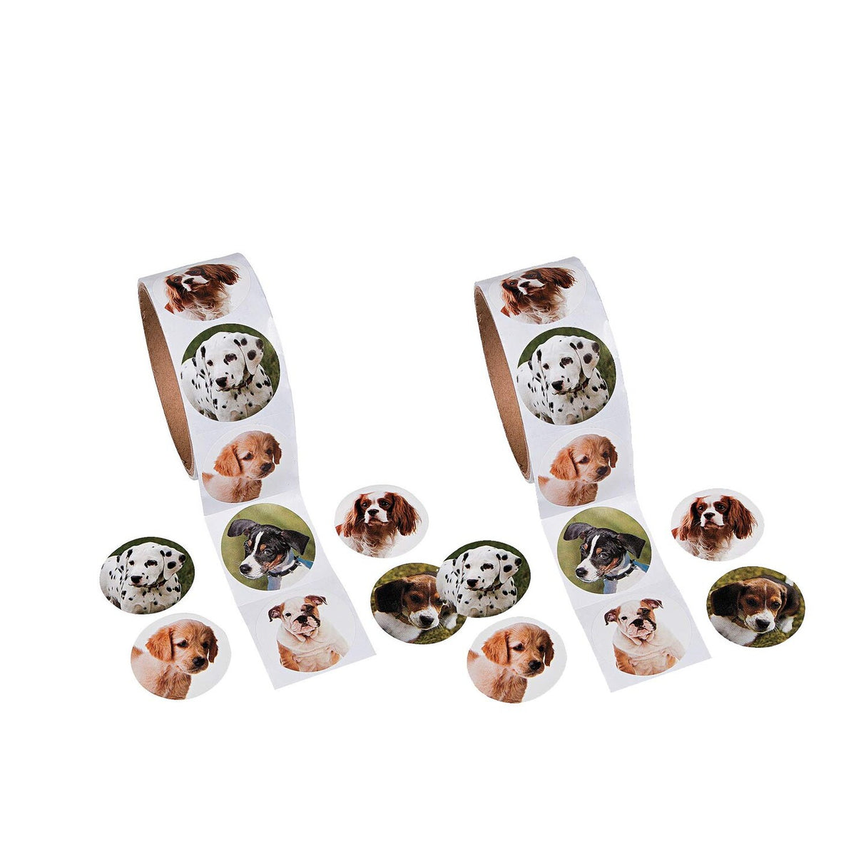 1 1/2" Realistic Dog Photo Paper Sticker Roll 100 Pc