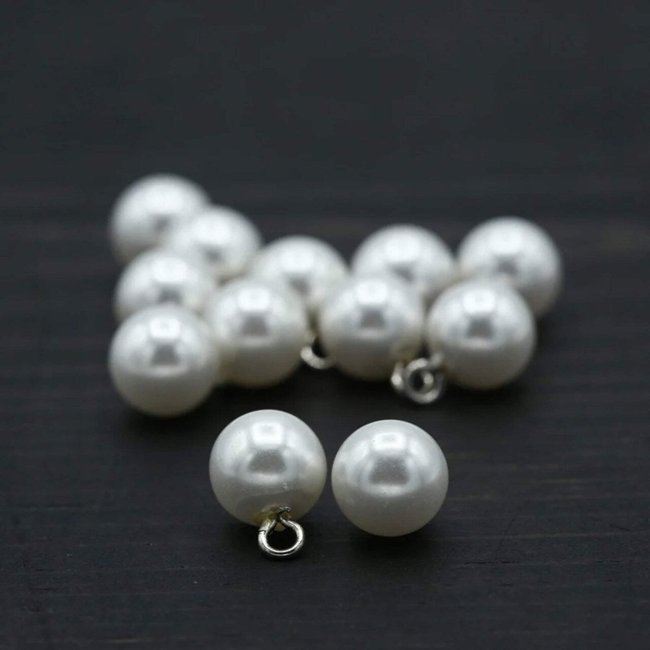 1 Dozen Ivory Pearl Beads with Metal Hooks 11mm Hanging Embellishments for Bridal Crafts