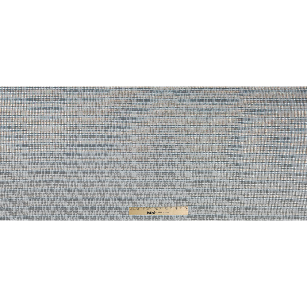 Ivory, Lake Blue and Silver Metallic Brocade