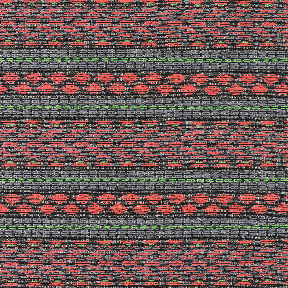 Fluorescent Pink and Lady Green Tribal Jacquard